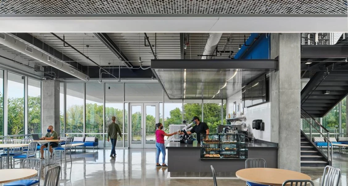 Student café and social spaces at Collin College